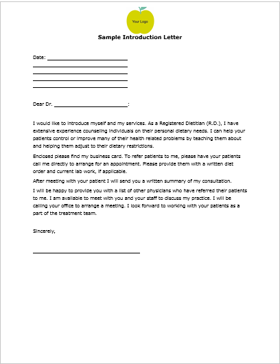 Sample Of Letter Of Introduction from customizednutritionnewsletters.com